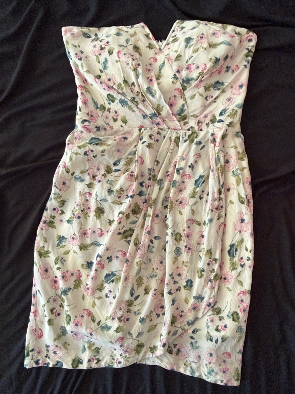 Yumi Kim Strapless Floral Dress in Pink & Cream
